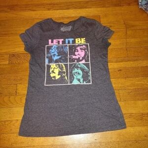 Grey Beatles Let It Be T Shirt With Colorful Album Size Medium